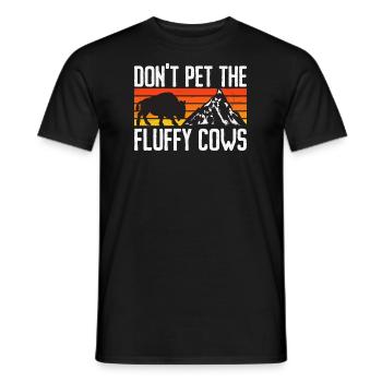 Retro Büffel mit Berg - Don't pet the fluffy cows - Männer T-Shirt - Schwarz - Vorne - AI Model Male 178 light (178cm)