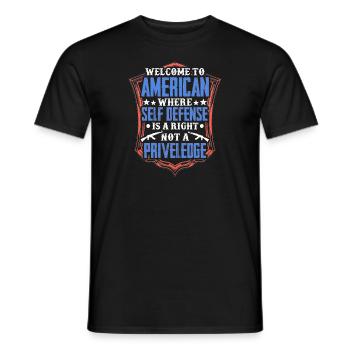 Welcome to America where self defense is a right - Männer T-Shirt - Schwarz - Vorne - AI Model Male 178 light (178cm)
