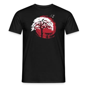 Japanese dwarf maple and archway torii - Men's T-Shirt - black - Front - AI Model Male 178 light (178cm)