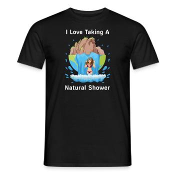 Woman Under Waterfall - Natural Shower - Men's T-Shirt - black - Front - AI Model Male 178 light (178cm)