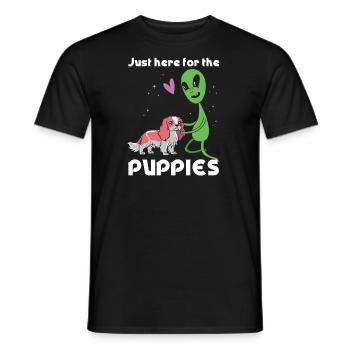 Seulement ici pour les chiots d’extraterrestres - T-shirt homme - noir - Devant - AI Model Male 178 light (178cm)