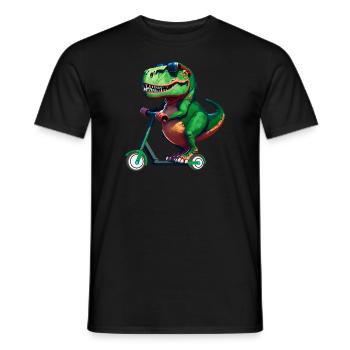 T-Rex Dinosaurier Dino Scooter E-Scooter Stunts - Männer T-Shirt - Schwarz - Vorne - AI Model Male 178 light (178cm)