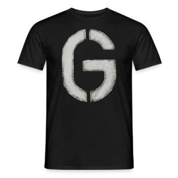 G - Buchstabe (Schablone/ Stencil) - Männer T-Shirt - Schwarz - Vorne - AI Model Male 178 light (178cm)