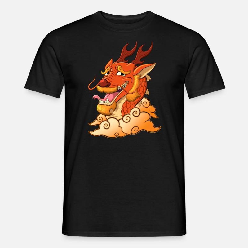Lustiger roter Drache - Männer T-Shirt - Schwarz