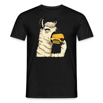 Lama mangeur de cheeseburger - T-shirt homme - noir - Devant - AI Model Male 178 light (178cm)