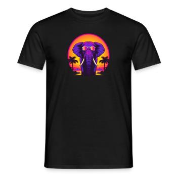 Synthwave Elephant African Sunset - Men's T-Shirt - black - Front - AI Model Male 178 light (178cm)