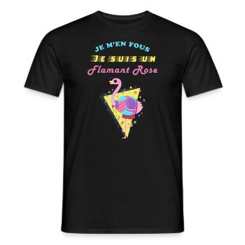 Das ist mir egal, ich bin ein Retro-Flamingo der 80er Jahre - Männer T-Shirt - Schwarz - Vorne - AI Model Male 178 light (178cm)