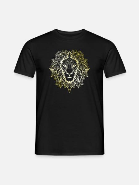 Löwe Mandala gold - Männer T-Shirt - Schwarz