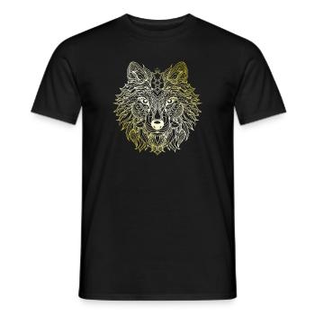 Wolf Mandala or - T-shirt homme - noir - Devant - AI Model Male 178 light (178cm)