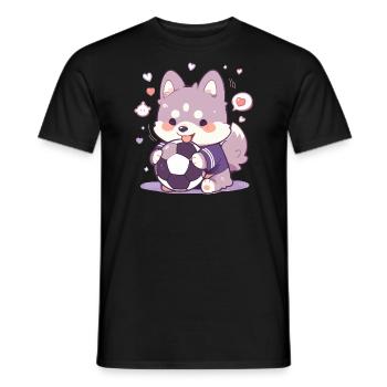 Cute Soccer Dog - Funny Dog Soccer Design - Men's T-Shirt - black - Front - AI Model Male 178 light (178cm)
