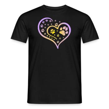 Buntes Herz mit Pfoten und Sternen - Männer T-Shirt - Schwarz - Vorne - AI Model Male 178 light (178cm)