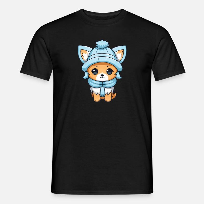 Fuchs Winter Comic - Männer T-Shirt - Schwarz