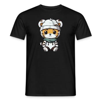 Tiger Winter Comic Niedlich - Männer T-Shirt - Schwarz - Vorne - AI Model Male 178 light (178cm)