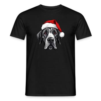 Great Dane Dog Christmas Head - Men's T-Shirt - black - Front - AI Model Male 178 light (178cm)