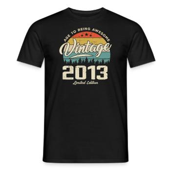 Vintage Retro Style Anniversary Gift 2013 - Men's T-Shirt - black - Front - AI Model Male 178 light (178cm)