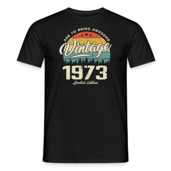 Vintage 1973 Retro Style Anniversary Gift 1973 - Men's T-Shirt - black - Front - AI Model Male 178 light (178cm)