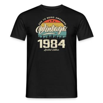 Vintage 1984 Cadeau Anniversaire Style Rétro 1984 - T-shirt homme - noir - Devant - AI Model Male 178 light (178cm)