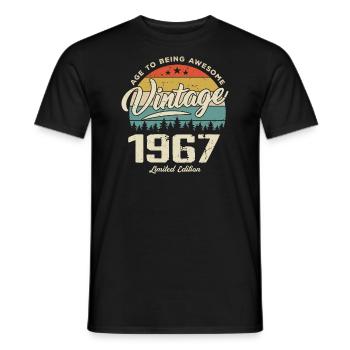 Vintage 1967 Cadeau Anniversaire Style Rétro 1967 - T-shirt homme - noir - Devant - AI Model Male 178 light (178cm)