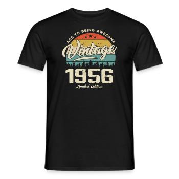 Jahrgang 1956 Retro-Stil Jubiläumsgeschenk 1956 - Männer T-Shirt - Schwarz - Vorne - AI Model Male 178 light (178cm)