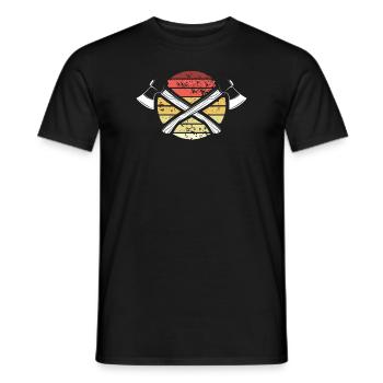 Hache rétro coupe de bois | Bûcheron - T-shirt homme - noir - Devant - AI Model Male 178 light (178cm)