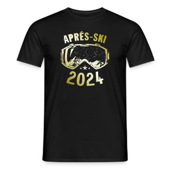 Après Ski 2024 Mountains Saying - Men's T-Shirt - black - Front - AI Model Male 178 light (178cm)