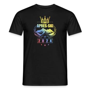 Après-ski 2024 Vacances de ski colorées à la montagne - T-shirt homme - noir - Devant - AI Model Male 178 light (178cm)