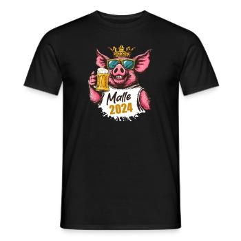Malle 2024 König Schwein Bier - Männer T-Shirt - Schwarz - Vorne - AI Model Male 178 light (178cm)