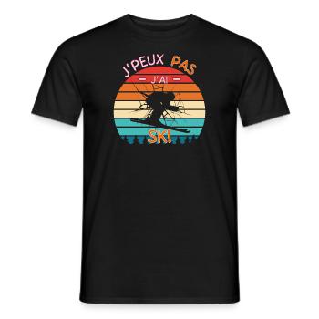 Ski Vintage - J'peux pas j'ai ski Humour - T-shirt homme - noir - Devant - AI Model Male 178 light (178cm)
