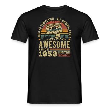 Cadeau D’anniversaire Vintage 1958 | Né en 1958 - T-shirt homme - noir - Devant - AI Model Male 178 light (178cm)