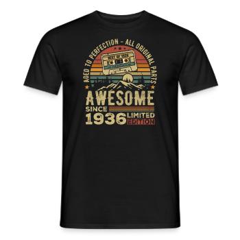 Cadeau D’anniversaire Vintage 1936 | Né en 1936 - T-shirt homme - noir - Devant - AI Model Male 178 light (178cm)