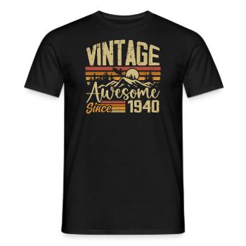 Vintage 1940 Rétro Cadeau D’anniversaire 1940 - T-shirt homme - noir - Devant - AI Model Male 178 light (178cm)
