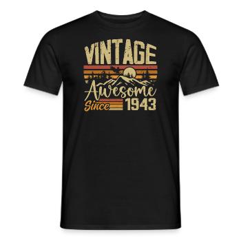 Vintage 1943 Rétro Cadeau D’anniversaire 1943 - T-shirt homme - noir - Devant - AI Model Male 178 light (178cm)
