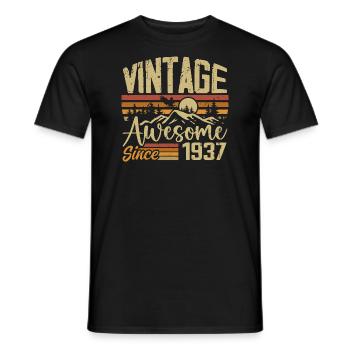 Vintage 1937 Rétro Cadeau D’anniversaire 1937 - T-shirt homme - noir - Devant - AI Model Male 178 light (178cm)
