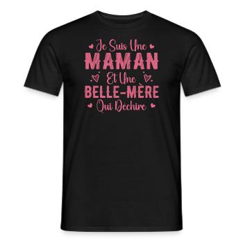 Femme Maman et Une Belle Mère Qui Déchire - T-shirt homme - noir - Devant - AI Model Male 178 light (178cm)