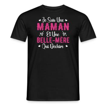 Femme Maman et Une Belle Mère Qui Déchire - T-shirt homme - noir - Devant - AI Model Male 178 light (178cm)