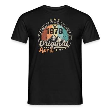 1978 Avril 1978 Anniversaire Avril 1978 Avril - T-shirt homme - noir - Devant - AI Model Male 178 light (178cm)