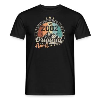 2002 April 2002 Birthday April 2002 April - Men's T-Shirt - black - Front - AI Model Male 178 light (178cm)