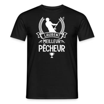 Laurent meilleur pêcheur fete laurent peche - T-shirt homme - noir - Devant - AI Model Male 178 light (178cm)