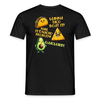 Funny Saying Taco Nacho Avocado Humor Funny - Men's T-Shirt - black - Front - AI Model Male 178 light (178cm)