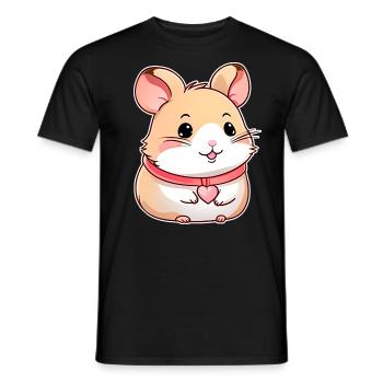 Hamster mignon avec des coeurs - T-shirt homme - noir - Devant - AI Model Male 178 light (178cm)