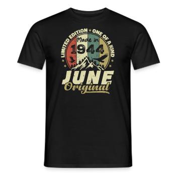 Juin 1944 Cadeau Anniversaire Juin 1944 Juin 1944 - T-shirt homme - noir - Devant - AI Model Male 178 light (178cm)
