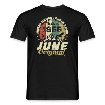 Juin 1955 Cadeau Anniversaire Juin 1955 Juin 1955 - T-shirt homme - noir - Devant - AI Model Male 178 light (178cm)
