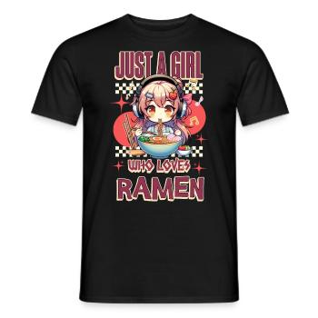 Just A Girl Who Loves Ramen - Men's T-Shirt - black - Front - AI Model Male 178 light (178cm)