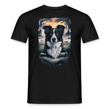 Schöner Border Collie Hund Design - Männer T-Shirt - Schwarz - Vorne - AI Model Male 178 light (178cm)