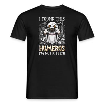 Halloween chat fantôme humour disant drôle - T-shirt homme - noir - Devant - AI Model Male 178 light (178cm)