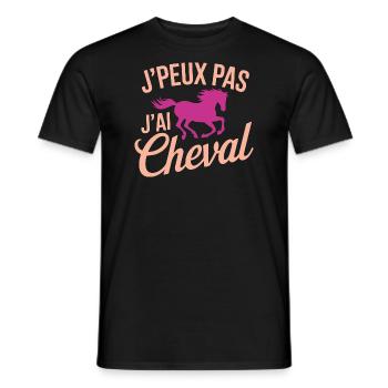 J'peux Pas, J'ai Cheval Rose - T-shirt homme - noir - Devant - AI Model Male 178 light (178cm)