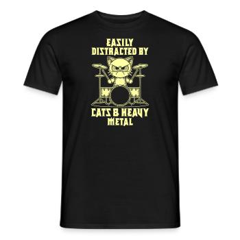 Chat Heavy Metal Musique Dire Humour Drôle - T-shirt homme - noir - Devant - AI Model Male 178 light (178cm)