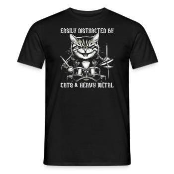 Chat Heavy Metal Musique Dire Humour Drôle - T-shirt homme - noir - Devant - AI Model Male 178 light (178cm)
