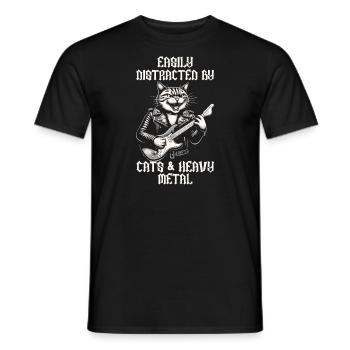 Chat Heavy Metal Musique Dire Humour Drôle - T-shirt homme - noir - Devant - AI Model Male 178 light (178cm)