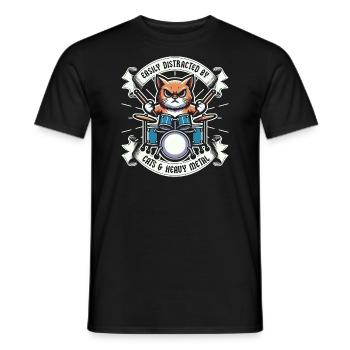 Chat Heavy Metal Musique Dire Humour Drôle - T-shirt homme - noir - Devant - AI Model Male 178 light (178cm)